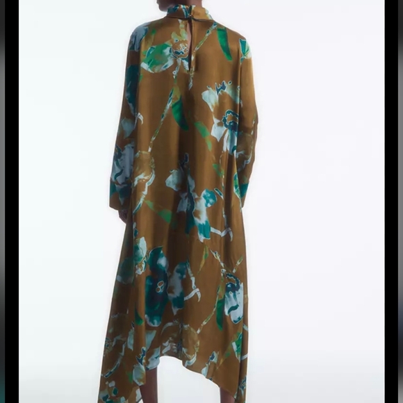 COS Brown Floral High‑Low Dress - Picture 3 of 10
